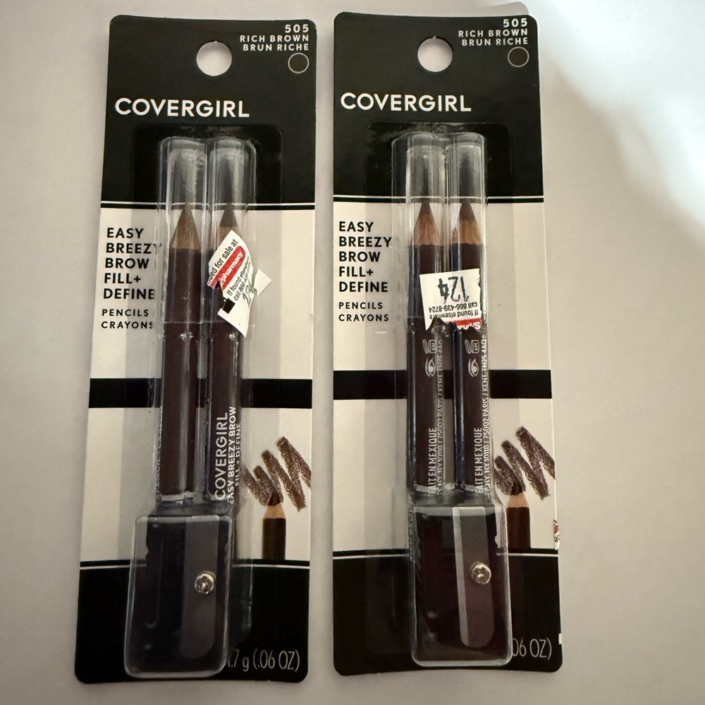 Lot of 2 CoverGirl Easy Breezy Brow Fill & Define Pencil Rich Brown 2 Pack NEW